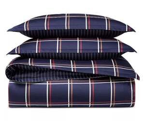 Ralph Lauren Collier Duvet Cover Set Navy Windowpane Plaid NEW REFOLDED Sample